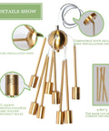 Details of Dope Gold Sputnik Chandelier Modern Brass Lighting Set With Eight-Light Ceiling Fixture and adjustable elements.
