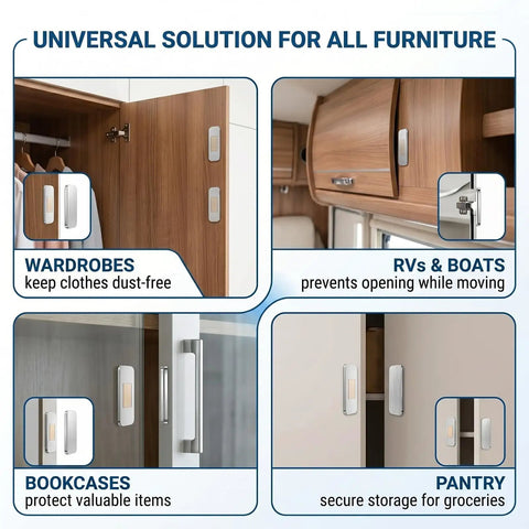 No Drill Magnetic Cabinet Catch Set Ultra Thin Stainless Steel Cabinet Magnets in wardrobes, RVs, bookcases, pantry