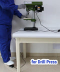 Heavy Duty 6.6 Ft Foot Switch Pedal Extension Cord UL Certified 3 Prong Piggyback Plug used with drill press in workspace.