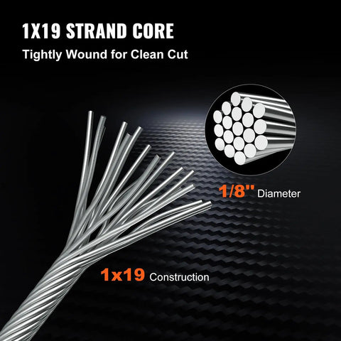 One Eighth Inch 500 Ft Stainless Steel Wire Rope Cable 316 Marine Grade Braided Aircraft Cable 1x19 detail view