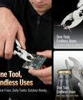 Hands using 9 In 1 Keychain Multitool Pliers With Wire Cutter And Bottle Opener, Heavy Duty Stainless Steel EDC Tool for various tasks