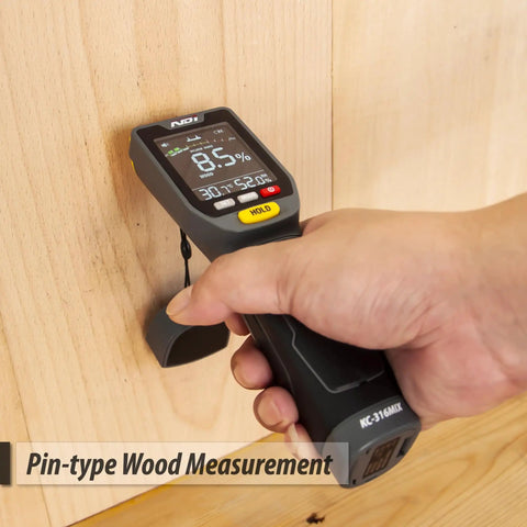 7 In 1 Moisture Meter Scanner With Pin And Pinless Modes For Drywall Cement Board Soft Wood And Hard Wood Up To 3/4 Inch Depth Quick Accurate Readings And Surface Scan For DIY Renovation measuring wood
