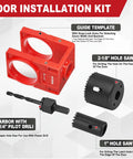Top Shelf Door Hinge Mortise Jig And Lock Installation Kit For Interior Wood Doors with guide template and hole saws.