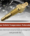 Ground Thermostat Switch 1/8 NPT Automotive Fan Control With 190F On And 175F Off Grounding Fan Circuit Universal Fit For Cars And Trucks Durable Temperature Switch For Cooling Fans in brass