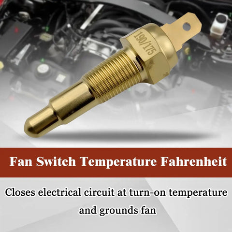 Ground Thermostat Switch 1/8 NPT Automotive Fan Control With 190F On And 175F Off Grounding Fan Circuit Universal Fit For Cars And Trucks Durable Temperature Switch For Cooling Fans in brass