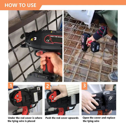 How to use Heavy-Duty Rebar Tying Machine With Battery And Charger for Steel Ironing 4-45mm Bars with detailed steps.