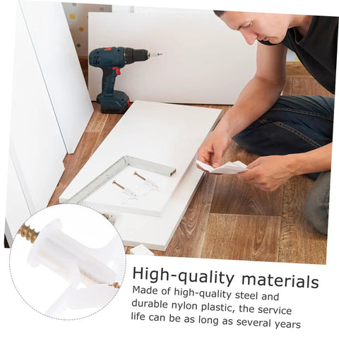 Person assembling furniture using the 100 Piece Aircraft Type Expansion Screws Set For Easy Self Tapping Drywall Anchors Kit