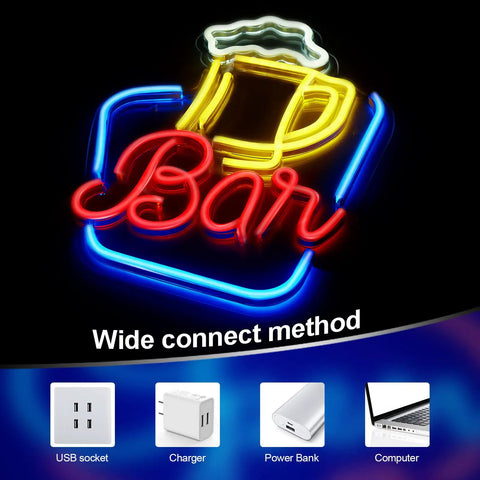 Neon Bar Sign For Home Bar With Adjustable Brightness LED Beer Sign USB Powered Wall Decor For Parties And Hangouts Perfect