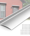 Game Changer 3 Pack 40 Inch Silver Anodized Aluminum Rain Drip Guards For Car Doors And Windows Predrilled For Quick Mount No Sweat Weather Deflector To Block Heavy Shower Sprays with screws, shown on house.