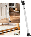Adjustable Sliding Door Security Bar 25-45 Inches Heavy Duty Rust Resistant Steel No Tool Installation White 1 Pack shown in use