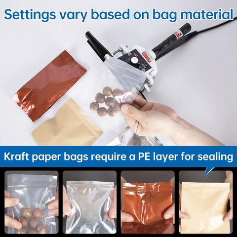 Killer Portable Handheld Heat Sealer For Mylar And Foil Bags Eight Inch Wide Jaw Super Easy Grip Fast Heat Up Sweet sealing snacks.
