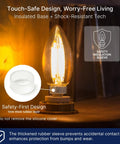 LED Candelabra Bulbs 40W Equivalent B11 E12 Small Base Chandelier Bulbs with safety insulation sleeve in amber glow
