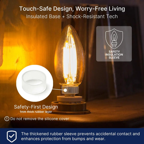 100W Equivalent LED Candelabra Bulbs, 800 Lumens Dimmable B11 E12 Chandelier Lights, 5.5W with safety insulation sleeve