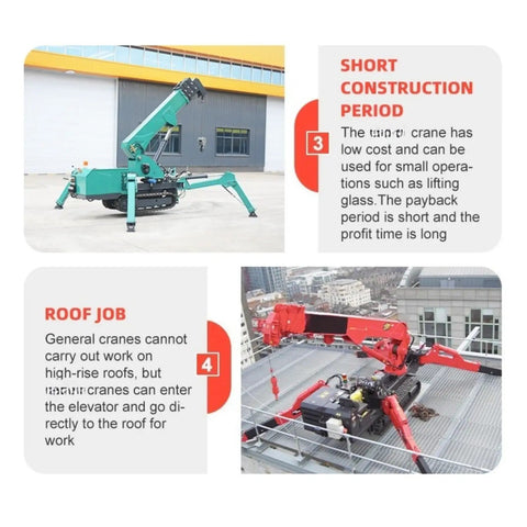 Portable Mini Crawler Crane Delivers Killer Lifting Power Up To 5 Ton Capacity used on rooftop with 360-degree boom rotation.