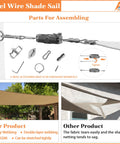 Assembly parts for 30 X 32 Foot Rectangle Sun Shade Sail With Heavy Duty UV Resistant Fabric Wire Cable for Pergola