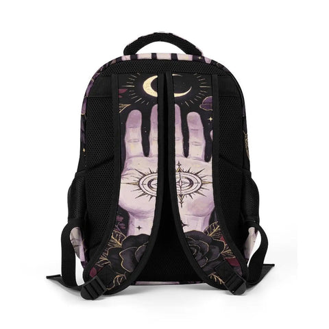 Back view of Floral Palm Star Art Printed Unisex Backpack With Large Capacity For Everyday Carry And Daily Use Durable Polyester Daypack
