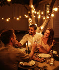 Outdoor String Lights 55 Ft Shatterproof LED Patio Lights With 26 Dimmable G40 Bulbs 2200K Waterproof IP65 Connectable in use at backyard party