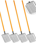 4 Pack 10 Tine Pitch Fork With Long Wooden Handle Heavy Duty Muck Rake Broadfork Garden Tool For Manure Cleanup In Horse Stalls And Farms Durable Steel Tines Comfortable Grip Weather Resistant