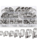 Heavy Duty Worm Gear Hose Clamps Kit Made From 304 Stainless Steel With Adjustable Range From 8 To 38 mm Perfect For Plumbing And Water Pipes Jobs That Need A Rock Solid Grip Every Single Time., assorted hose clamps in plastic organizer