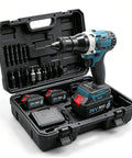 Ultimate 26V Cordless Rivet Nut Gun Kit With 7 Swappable Heads For M3 To M12 Fastening Plus Dual Batteries And Smart Features For pros. in case with bits and batteries