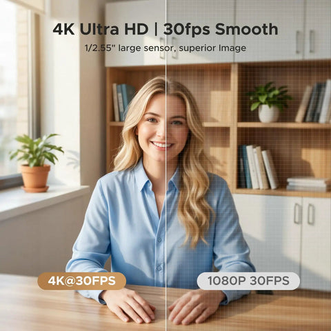 Side-by-side comparison of video quality with Next Level 4K Webcam Works Like a Dream With Super Crisp 60 FPS Output.