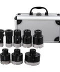 Kickstart Your DIY Project With This Awesome 8-Pc Grit Hole Saw Kit Designed For Drilling Marble Glass Ceramic Tiles And Concrete With Sharp Diamond Tips That Make Hard Work Easy Peasy. 8-piece diamond hole saw kit in case, 20mm to 68mm