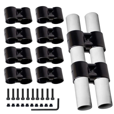 10 Pack Black Double Port Parallel Pipe Clamps For 28mm Lean Tubes Heavy Duty Carbon Steel Tube Connectors Built Ridiculously Tough Dead Nuts Tight Grip With Hex Wrench