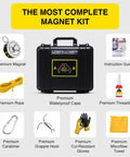 Double-Sided Magnet Fishing Kit With Case And Gear, 1320Lb Neodymium N52 Magnets, 65ft Rope, Carabiner, Gloves, Grappling Hook, Carry Case