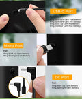 8W Solar Panel Charger For Stick Up Cam Battery And Spotlight Cam Battery, USB C Micro DC port adapters close-up