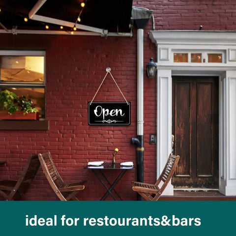 Double Sided Open Sign With Rope For Biz Hours Open Closed Sign 11 By 6.1 Inch Easy Flip Display outside restaurant door