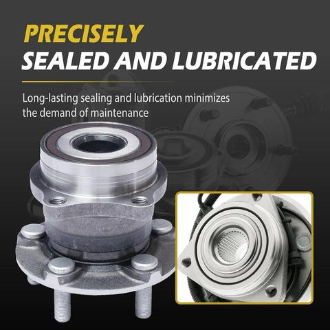 Close-up of All-In-One 5-Lug Front And Rear Wheel Bearing Hub Assembly With ABS Encoder for 2010-2014 Subaru Outback and Legacy
