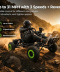 Rider on Off Road Electric Go Kart For Teens And Adults With 48V 2000W Brushless Motor Peak 2500W on rocky terrain at sunset