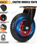 8x2 Inch Heavy Duty Casters Set Of 2 With Solid Rubber Wheels Knobby Tread 3600 Lbs Total Capacity 900 Lbs Per Caster