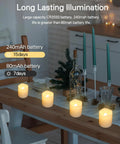 Flameless Votive Candles 12 Pack Battery Operated LED Tea Lights With Warm White Flicker on dinner table centerpiece