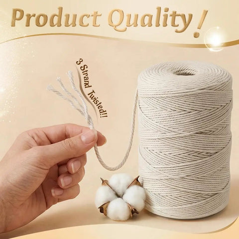 Hand holding Heavy Duty Cotton Butcher Twine String Two Millimeter 700 Feet Eco Friendly Food Grade Kitchen Twine for detail view.