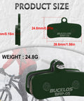 All Weather Bike Disc Brake Pads For 4 Piston Calipers Shimano D02S D03S with size and weight details