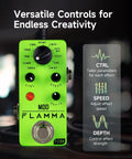 Mini Modulation Pedal With 11 Classic Effects Chorus Flanger Tremolo Phaser Vibrato Rotary Liquid Auto Wah Stutter Ring Low Bit Durable Metal Shell Tiny But Mighty Portable For Stage And Studio Use Pedalboard Friendly displayed with control options