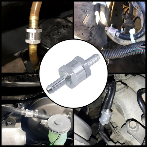 Mewutal fuel check valve pair, stainless steel 5/16 in (8 mm), with 6-10 mm adjustable hose clamps for car or boat