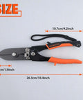 5 Blade Hand Crimpers For Sheet Metal And Ductwork, Heavy Duty Pro Grade Crimp Tool with Anti Loss Rope, size dimensions shown