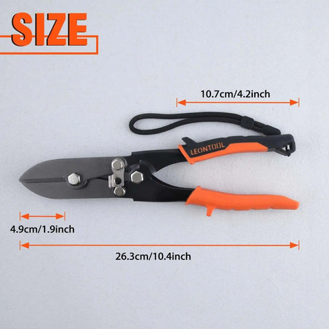 5 Blade Hand Crimpers For Sheet Metal And Ductwork, Heavy Duty Pro Grade Crimp Tool with Anti Loss Rope, size dimensions shown