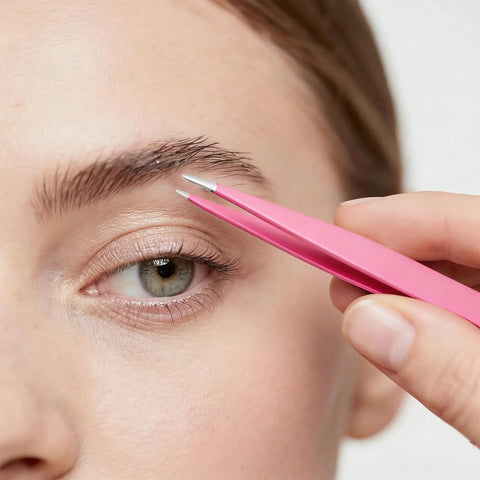 Pink Stainless Steel 4 In 1 Tweezers Set For Women With Precision Slant Pointed And Classic Tips Includes Travel Bag For Brows Facial Hair Splinters Ingrown Hair Removal And Fine Detail Grooming used on eyebrow hair