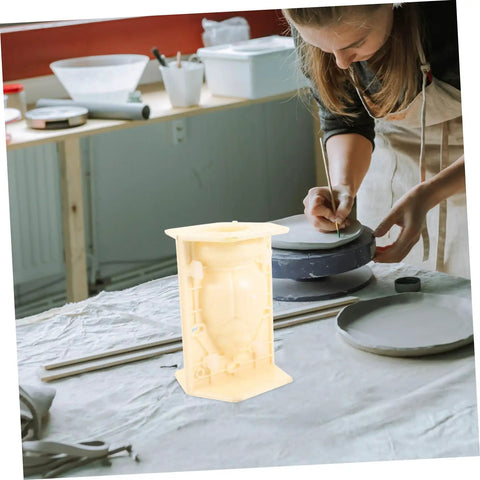 Woman using Roman Column Balustrade Mold For DIY Concrete Projects, Lightweight And Easy Release, 8.26 x 5.90 x 5.51 Inches in workshop
