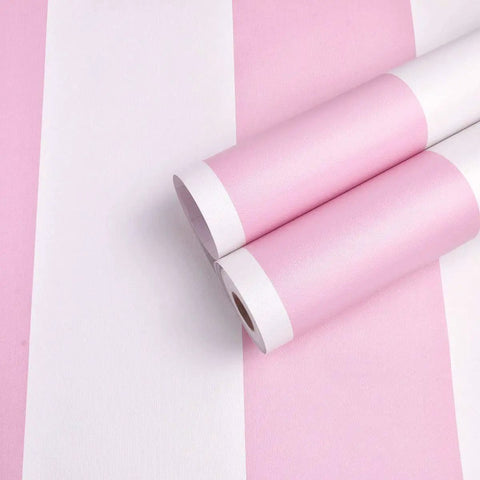 Peel And Stick Pink And White Stripe Vinyl Shelf Liner For Walls And Furniture Waterproof And Removable Wallpaper Decal