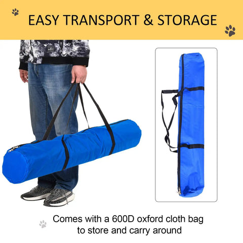 Person holding carry bag for All-In-One Dog Agility Training Kit With Adjustable Poles Jump Run Obedience Set