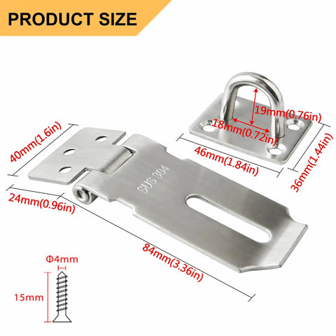 Heavy Duty 3 Inch Padlock Hasp Latch Rock Solid 304 Stainless Steel Security Bracket For Exterior Wood Doors And Metal Fence Gates Rust Free No Sweat Install