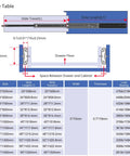 Size chart for 60 Inch Beefy Ultra Heavy Duty Drawer Slide With Lock D76 3 Inch Widening Black Electroplated Cold Rolled Steel showing dimensions and load capacity.