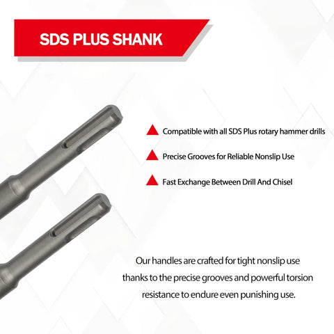 SDS Plus shank of Chisel And Point Bit Set For SDS Plus Rotary Hammers Demo Ready Tough As Nails Concrete And Tile Kit