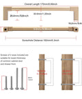 Diagram of 10 Pack Classic Solid Cabinet Handles Set 6.3 Inch Screw Spacing in Champagne Bronze with included screws and dimensions shown.