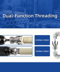 Bomao 3 Pc Pvc Pipe Threader Kit With 1/2, 3/4, And 1 Inch Bits showing dual-function threading for external and internal threads.