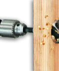 16 Piece Forstner Bit Set With High Carbon Steel Bits in use, drilling clean pocket hole in wood with two cutter design.